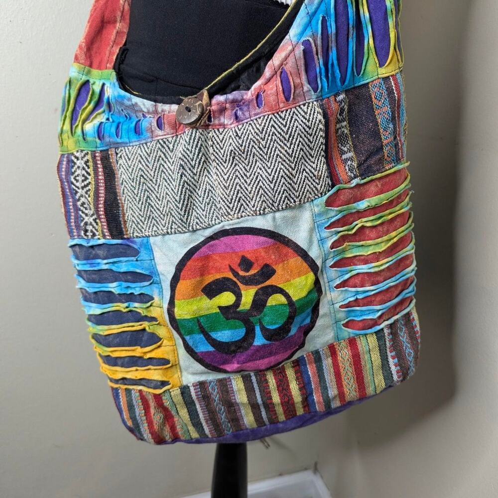 Boho Patchwork Multi Colored Hobo Bag - image 2